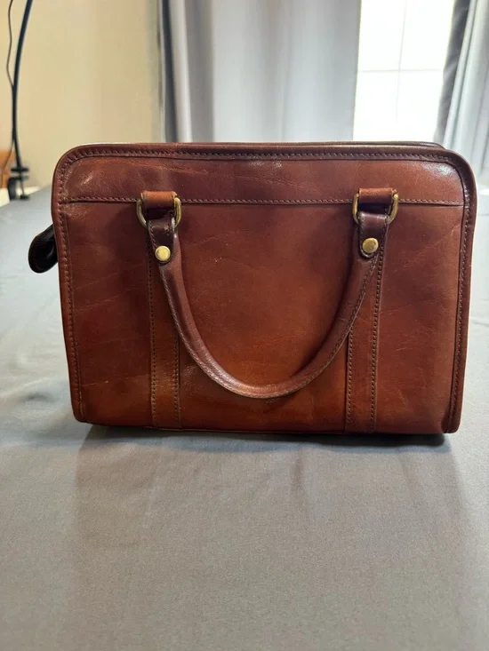 Brahmin Cognac Leather Satchel with Brass Medallion - Picture 2 of 7